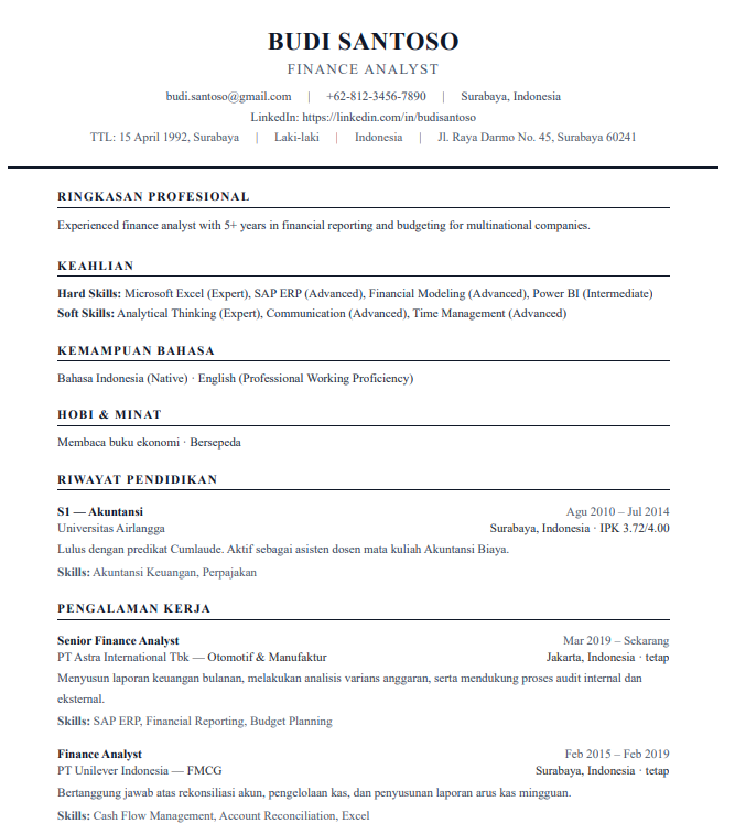 Preview template ATS 1